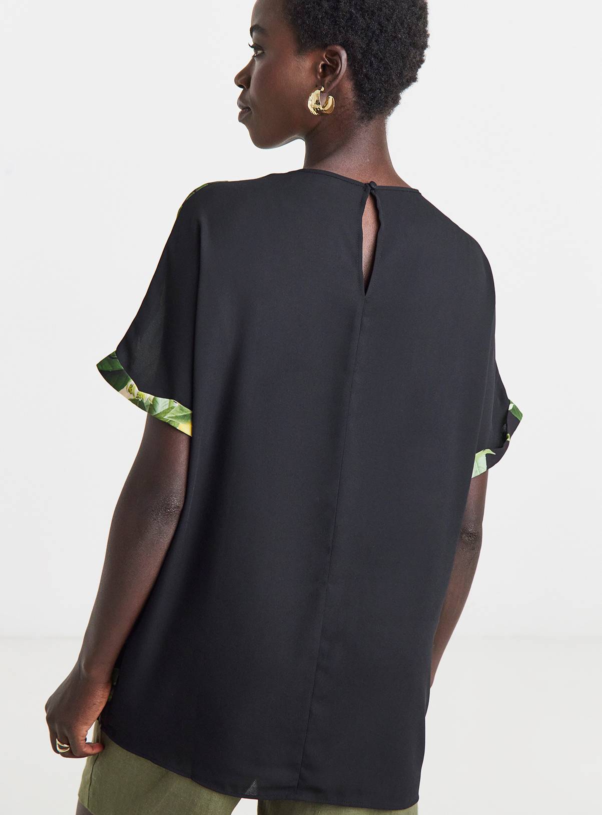 JD WILLIAMS Short Sleeve Boxy Top Tropical 28 - Image 4